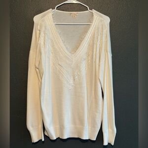 Hem & Thread White V-Neck Sweater